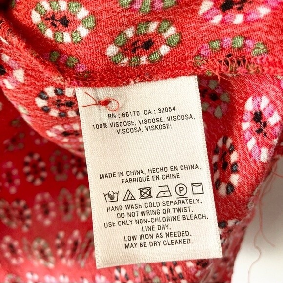 Anthropologie Maeve‎ Vicki Sleeveless Shirt Dress Red Geometric Size 00 - Picture 6 of 7